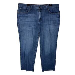 Eddie Bauer Boyfriend Jeans Womens‎ 16 Blue Denim Stretch Straight Leg Cropped